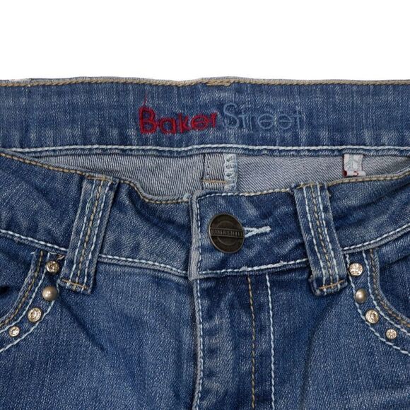 Baker Street Bootcut Jeans Juniors 5 Embellished Blue Denim Stretch 28x31.5 - Picture 11 of 12